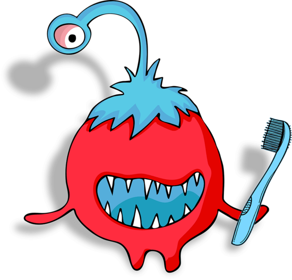 cartoon monster holding a toothbrush